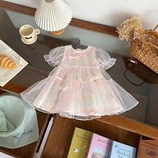 洁白 女童連衣裙 夏季新品週歲禮服