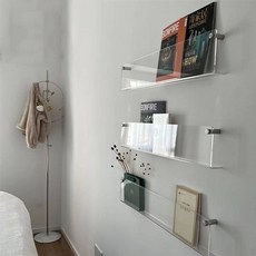 벽걸이 북선반 책꽂이 잡지꽂이 책선반 투명수납 80cm 카페, 무타공 80cm, 선택_무타공 80cm