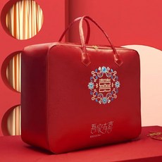 빨간색 웨딩 이불 보관 가방 휴대용 면 축하, P. 우리 가족은 행복한 보너스를 가지고 있습니다(새틴
