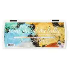 잭 리체슨 12개 세트 세미 모이스트 컬리지에이트 메탈릭 수채화 Jack Richeson Set of 12 Semi Moist Collegiate Metallic Watercolo