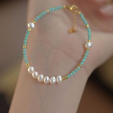 ROYALBELLE 여성 진주 포인트 비즈 팔찌 터키석 스타일 감성 데일리 악세서리 V072945