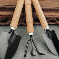 실내 화분 가꾸기 원예 작업 손잡이 나무 모종 심기 흙 파기 이식 삽 갈퀴 도구, 1개