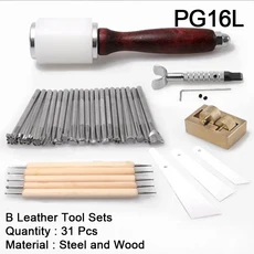 가죽 스탬핑 세트 공예 조각 도구 인쇄 절단 칼/망치/가죽 회전 칼/도구 보관 상자, 08 B Leather Tool Sets, 한개옵션1