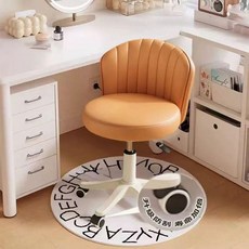 등받이 화장대의자 이동식 높은 스툴 달린 바퀴, 크림오렌지+블랙앤화이트 휠