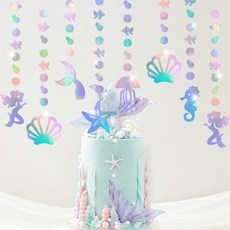 인어공주 가랜드 바다 테마 생일파티 바다환경구성 포토존, 1세트, 홀로그램