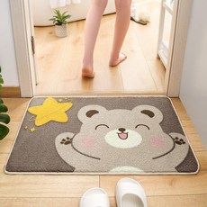 흡수성 욕실 발매트 미끄럼방지 플러시, 60x90cm (가정용) 셰르파, 1개, 스타 브라운 베어