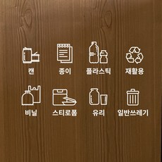 분리수거함 스티커 8종 세트 분리수거 스티커, 흰색, 한글