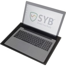 당신의 몸을 보호하세요 - SaferBody가 장착된 노트북 랩 패드 방사장 및 열 차단 최대 14인치13.8 x 10.7인치 와이드 디바이스 제트 블랙 PU 가죽 색상의 EMF, 14", 14"