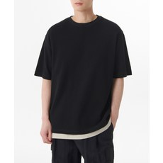 MUSINSA STANDARD 와플 릴렉스드 크루 넥 티셔츠 [블랙] 201948