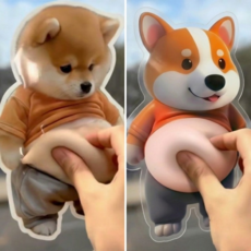 뱃살방지 문콕 스티커 말랑이 도어가드, 6개, 시바견+웰시코기