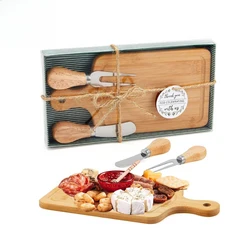 대나무 델리케이션 세례식 파티 선물용 휴대용 야외 치즈 도마 나이프 및 포크 세트, 01 01, 01 25X12.5X2cm