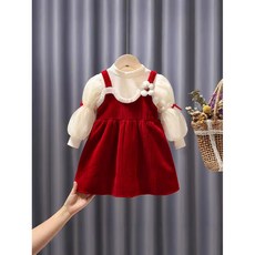 兒童連衣裙2025秋款女童裝加厚洋氣時髦女寶寶一週歲禮服套裝冬裝