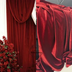 웨딩 파티 장식 커튼 드레이퍼리용 넓은 레드 버건디 벨벳 원단 스트레치 벨루어 폭 175cm