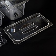 주방애몰 업소용 투명 식재료통 PC 밧드 바트 1/3, 1개, 1/3 뚜껑만