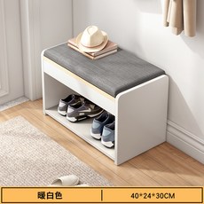 椿嶼門口闆式玄關穿鞋凳入戶可坐長凳子鞋櫃鞋架一體多功能收納換鞋凳, 基礎款40CM暖白