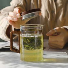 바로지니 내열 유리 티머그 유리찻잔 손잡이유리컵 내열유리컵, 1개, 400ml, 8003 디앤 내열유리 티머그 400ml