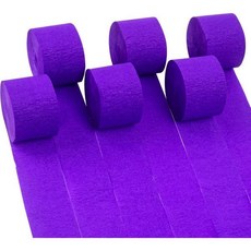 6롤 492피트 컬러 크레이프 페이퍼 스트리머 보라색 파티 장식용 종이 팩 생일 장식 할로윈 장식1.8인치 x 82피트롤, Purple, 6 Roll