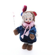 陶瓷復古熊小丑娃娃公仔，精緻收藏裝飾擺件, 1個, 瓷頭+塑料骨架毛絨皮HBL13015-P