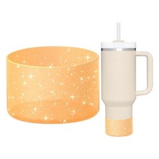 WUQID 보호용 블링 실리콘 부츠 슬리브 Stanley 텀블러 591.5~1.2L(20~40온스) 및 하이드로 플라스크 병 354.9ml(12온스~24온스)와 호환 글리터, 투명 오렌지