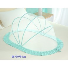 可攜帶幼兒蚊帳 寶寶防蚊罩 遮光便攜折疊式蒙古包蚊帳 98*50*55cm, 全紗款-淡綠色-圓弧底98*50*55