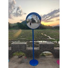 스탠드 볼록거울 야외 미러 사각지대 포토존, 1. 진한 파란색 60CM+2m 강관+모바일 베이스