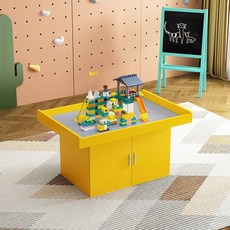 수제 테이블 장난감 대형 블록 상업용 모래 놀이터 기구 어린이 놀이터용 테이블과 캐비닛, 2. 120x80x55 노란색 (블록+400)