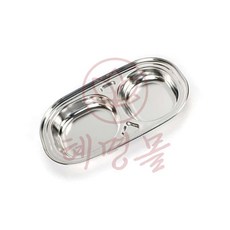 혜명몰 삼각 반찬접시 2구 스테인리스 어린이집 식당접시 스텐접시 스텐직사각접시