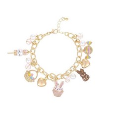 ECLATIS MadisON 온 Tyler 참 디자인 팔찌 부활절 귀여운 토끼 여성 골드칼라 체인 귀엽고 다채로운 하이퀄리티 주얼리 특별한 선물 6.5인치 라인스톤 3027, 핑크 버니