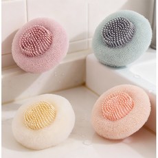 리브온 파스텔 바디클렌징 브러쉬 4종 세트 부드러운 목욕타월 거품 샤워 스펀지, 1세트, 4개입, 혼합 색상