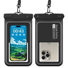 戶外防水手機袋 高清可觸屏 游泳漂流通用手機保護套, 黑底白線, 1個