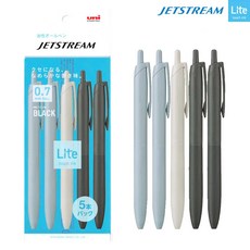 유니 제트스트림 라이트 터치 잉크 볼펜 SXN-LS-07, 1세트, 0.7mm 검정잉크 5종