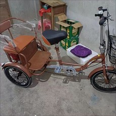 성인 세발 자전거 어른용 어르신 3발 삼륜 바구니 장보기 시골 짐수레, 1개, 1cm, 16인치 커피 시트 접이식 핸들