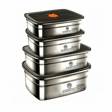 BLOWFISHFUGU 가정용 냉장 냉동 보관용 뚜껑 밀폐 수납 과일 도시락통 1200+1800+2200+3200ml, 1세트