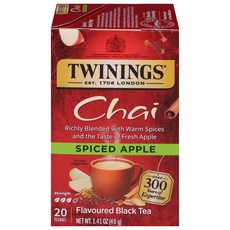 트와이닝 티 티 차이 스파이스 애플 20개입 Twinings Spiced Apple Chai Black Tea Individually Wrapped Bags 20 Count, 2g, 1개, 1개입