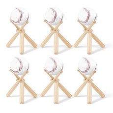 BangBoom 6팩 나무 야구 홀더 스탠드 미니 배트 디스플레이 소프트볼 스탠드 센터피스 테이블 볼 스포츠 애호가 친구 선물 장식 액세서리용 (6), BangBoom 6팩 나무 야구 홀더 스탠드, 미니 배