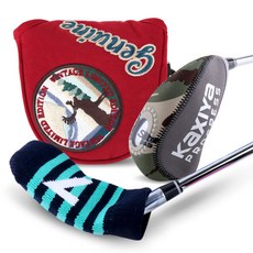 kaxiyagolf Puppy 小狗角色高爾夫一字型推桿套, 白色 + 灰色