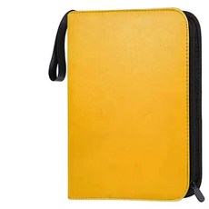 KOLKO卡片收納冊 大容量卡片收集冊 附拉鍊保護 適用於遊戲王卡 寶可夢卡等多種卡片, 黃色【4宮格50透明內頁 400卡位】, 1個