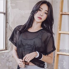 여자크롭티 시스루티셔츠 망사 메쉬 레이어드티big72Jsh