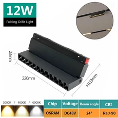 LED 마그네틱 트랙 조명 접이식 스포트라이트 DC48v DALI Tuya ZigBee 0-10V 디밍이 가능한 스마트 홈 거실, 01 12W, 04 4000K, 01 No Dimmable
