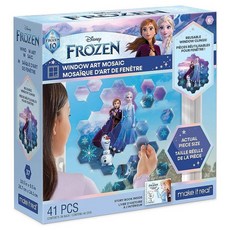 Make It Real 디즈니: 윈도우 아트 모자이크 - 겨울왕국 41개 재사용 가능한 창문 퍼즐 클링 26.4 x 24.4cm(10.5 9.5인치) 이미지 만들기 만 6