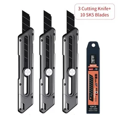 유틸리티 나이프 박스 커터 6 In 1 다목적 스테인레스 스틸 개폐식 헤비 듀티 방수 스냅 오프, 5 Knife, 1개