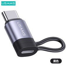 USAMS iPhone 轉 Type-C 轉接頭 充電傳輸 OTG 轉換器 適用於 iPhone, 1個, 鈦黑色, 鈦黑色
