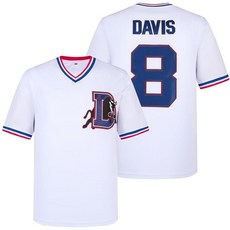 Aolapo Bull Durham 저지 자수 통기성 크래시 데이비스 #8 Ebby Calvin LaLoosh #37 야구 저지 셔츠 남성용 화이트