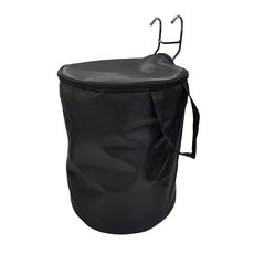 自行車置物袋 掛勾式腳踏車置物籃 圓筒款 防水耐磨帆布, 圓形黑色, 1個