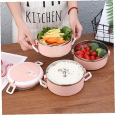 분리형 도시락 용기 3단 밀폐 보관 전자레인지 가능 학생 직장인 점심 식사 휴대, 1개, 로즈핑크