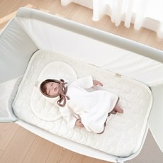 아이레빗 유아용 아기 인견 곰누빔 도톰 양면 패드 침대맞춤 매트 신생아 출산선물, 1개, 곰누빔 인견