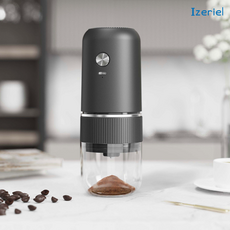 Izeriel 전동 커피 그라인더 핸드드립 원두 분쇄기 휴대용 가정용 원두 분쇄기 무선 전동 커피 분쇄기, 블랙