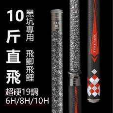 超輕超硬19調暴力釣魚竿，6H/8H/10H黑棍羅非戰黑坑手竿，巨物戰鬥池釣竿，高強度碳纖維材質，輕量化設計, 10H超硬19調19尺（10斤直飛）10