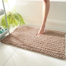 大顆粒雪尼爾高低織法吸水地墊 (50x80cm/厚8mm/浴室用/3色2款), 【簇絨】－卡其色,50*80(cm)