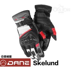 DANE Skelund 機車手套 山羊皮 觸控 通風, 黑白紅